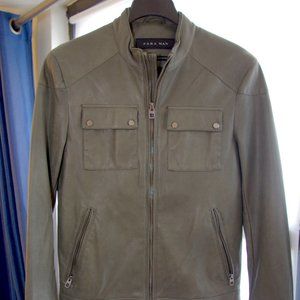 ZARA Leather Army Green Jacket - M